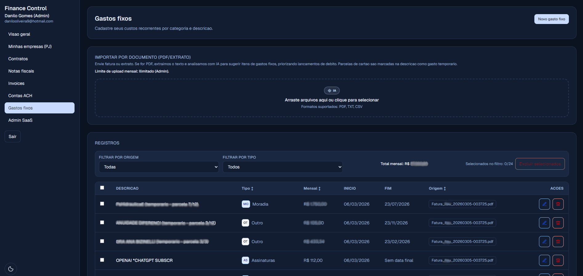 Dev Finance Control screenshot 2